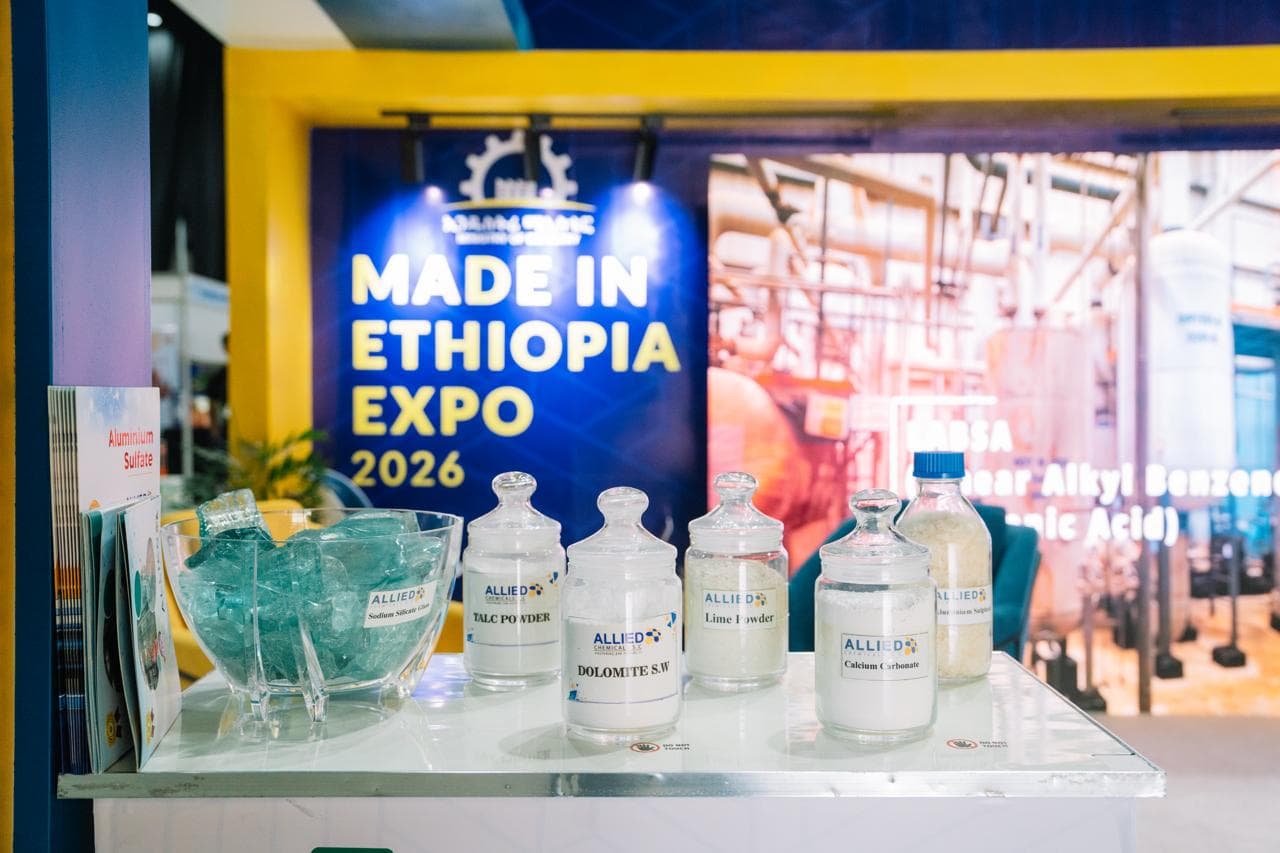 Ethiopian-manufactured goods on a stand at the national expo.
